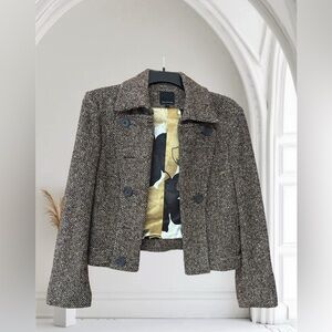 EUC Women’s short brown and cream jacket by The Limited.